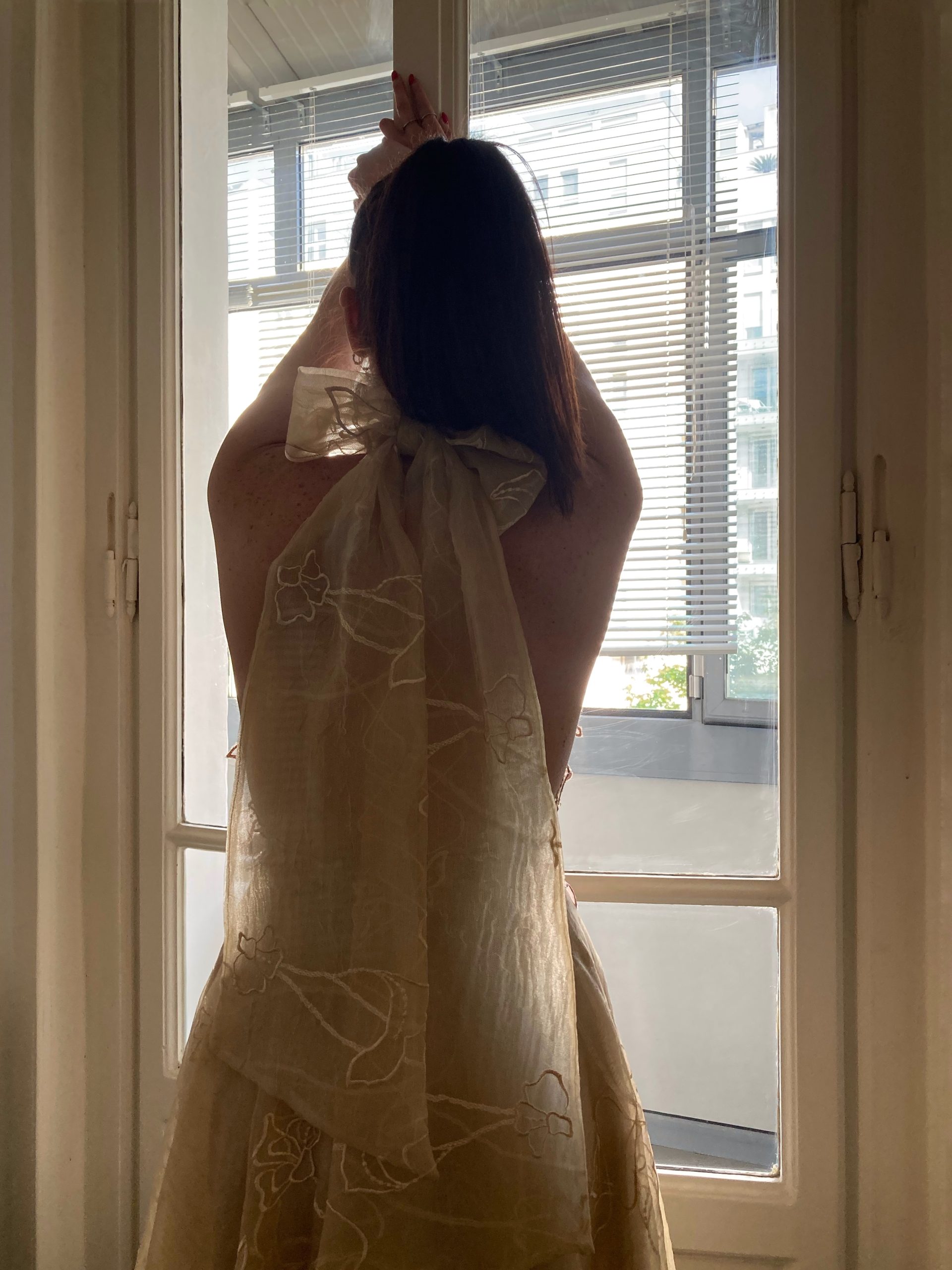 Abito Golden I Organza di seta Ricamo cristalli - immagine 6