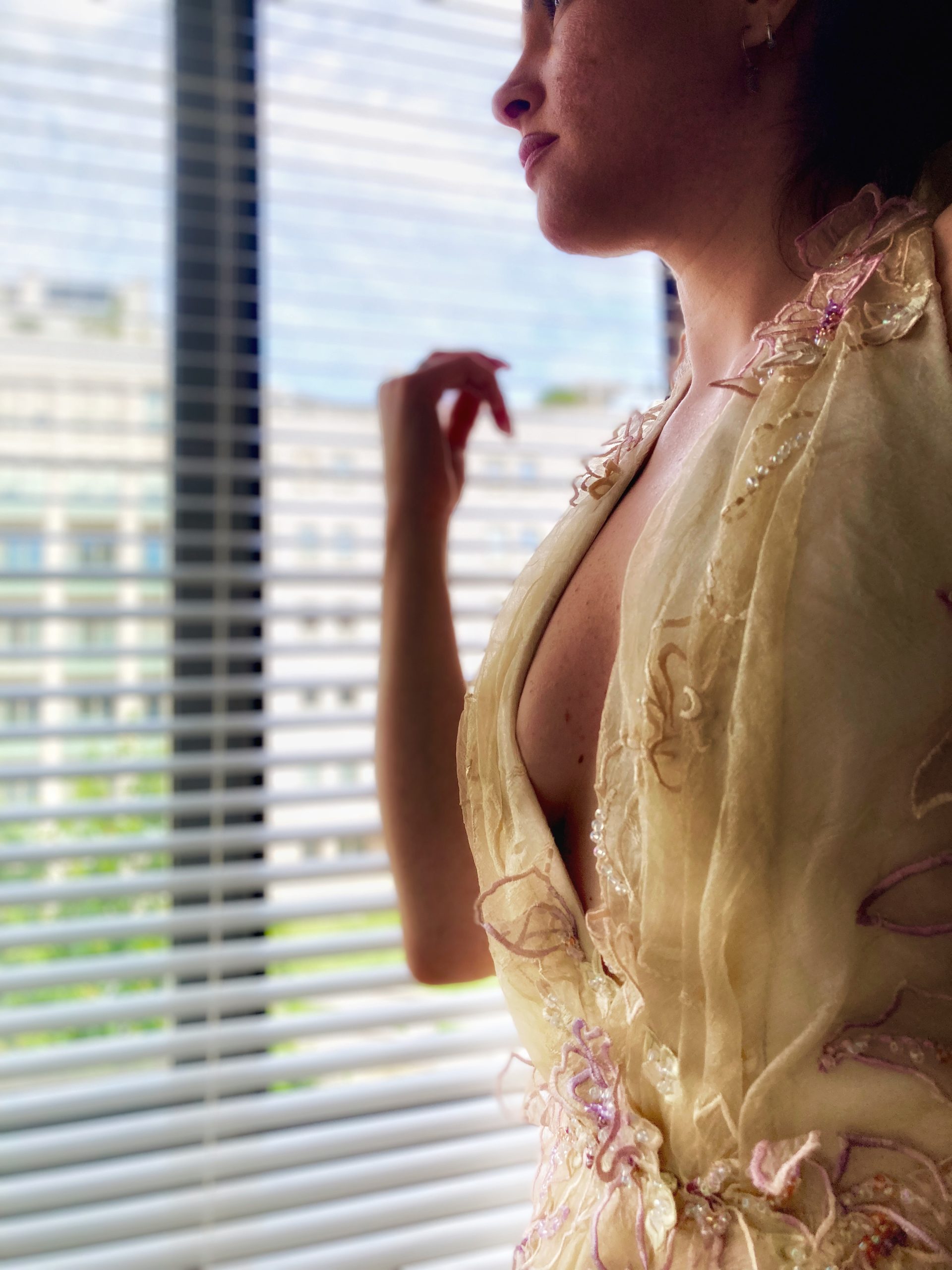 Abito Golden I Organza di seta Ricamo cristalli - immagine 2