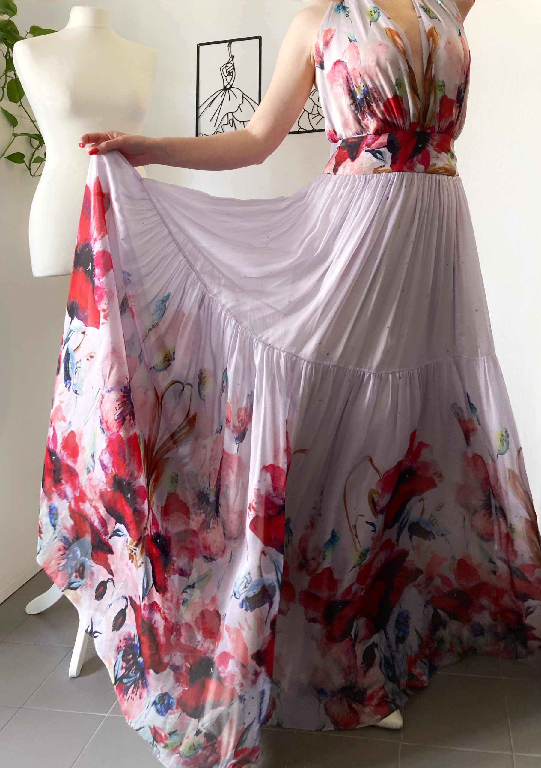 Abito Armony I Chiffon di Seta Papaveri - immagine 6