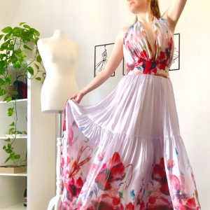 Abito Armony I Chiffon di Seta Papaveri