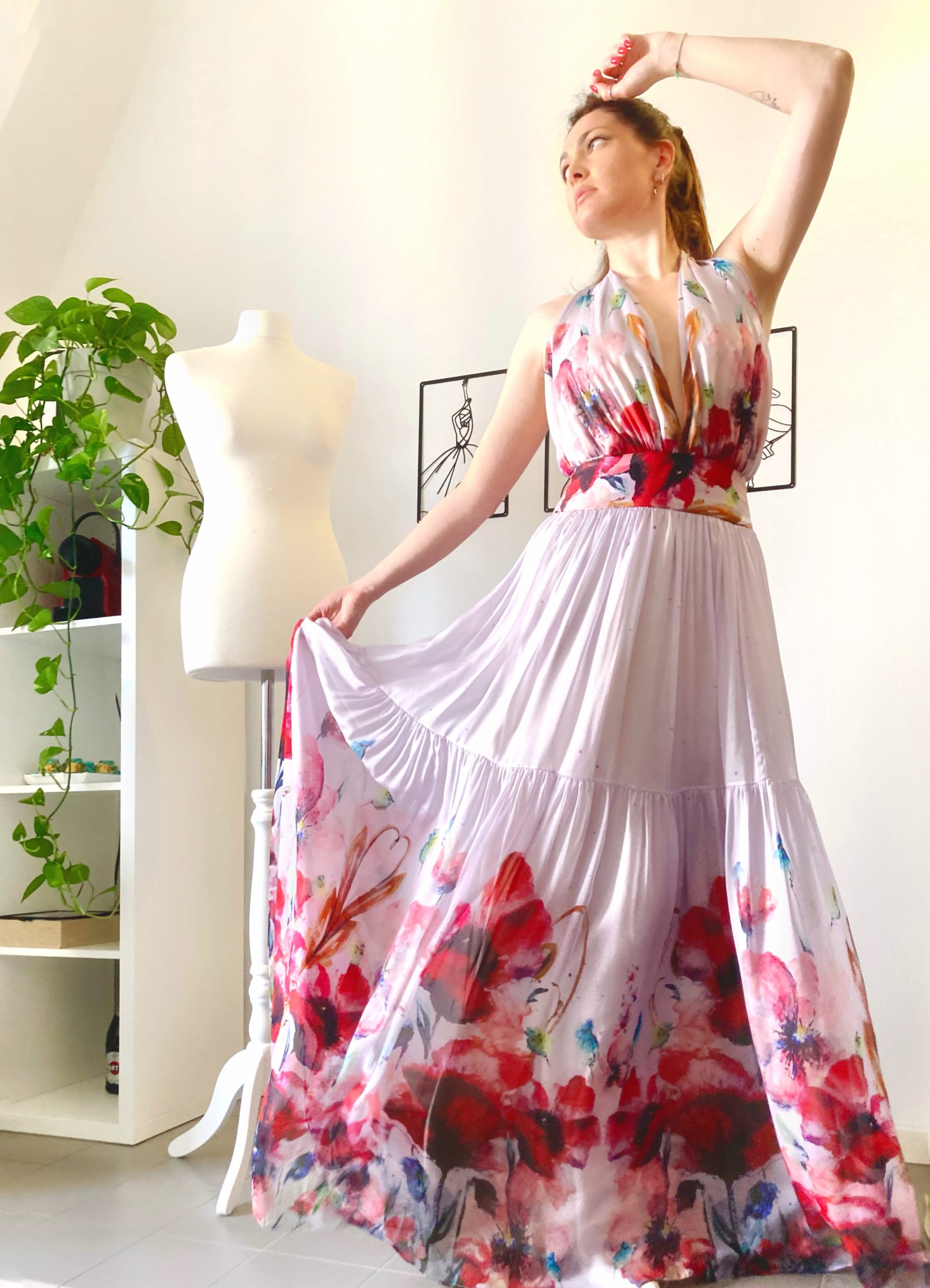 Abito Armony I Chiffon di Seta Papaveri