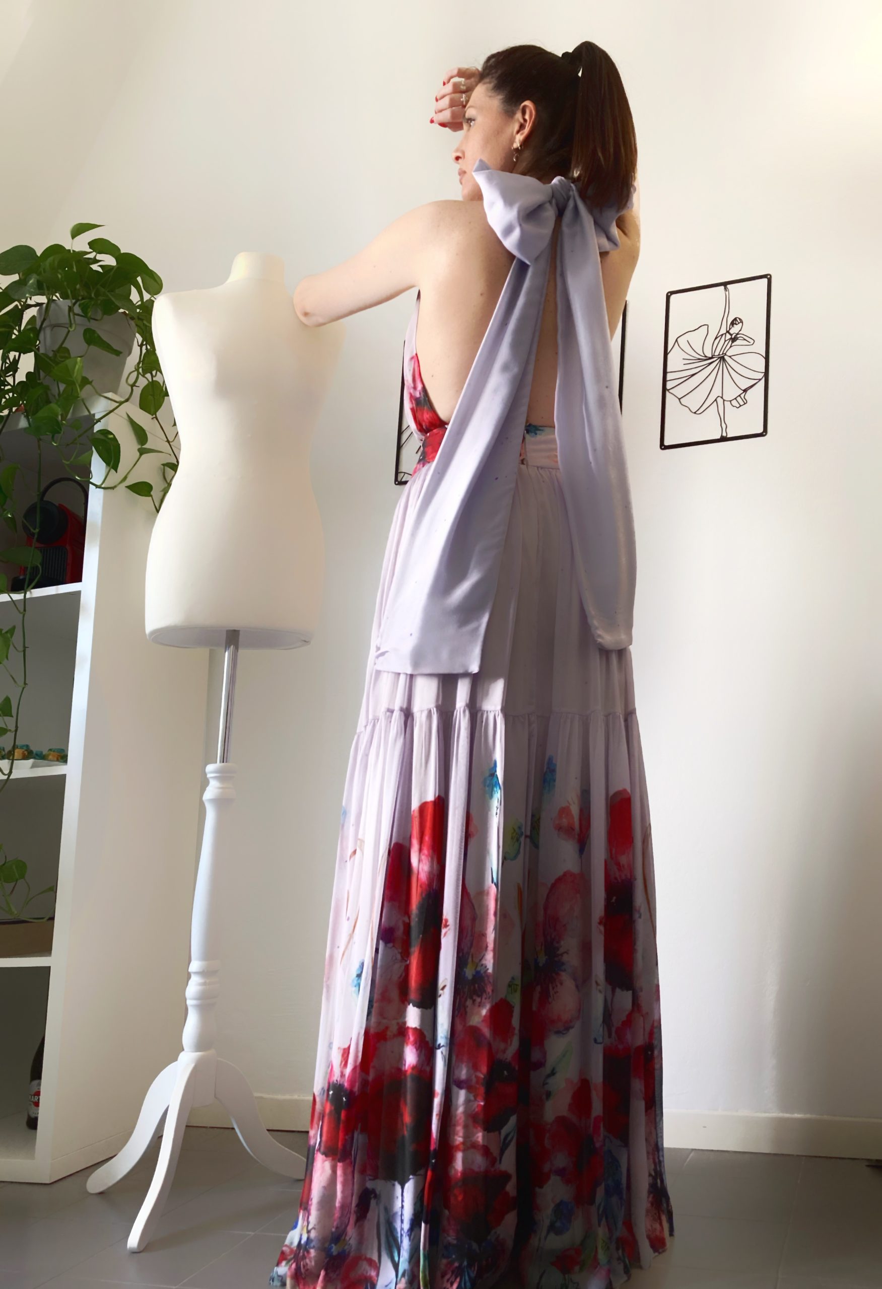 Abito Armony I Chiffon di Seta Papaveri - immagine 3