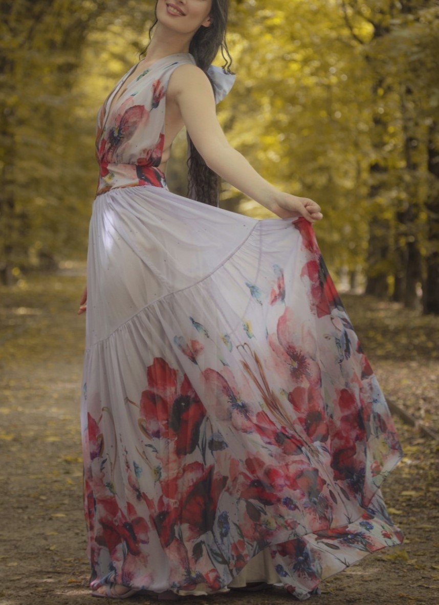Abito Armony I Chiffon di Seta Papaveri - immagine 7