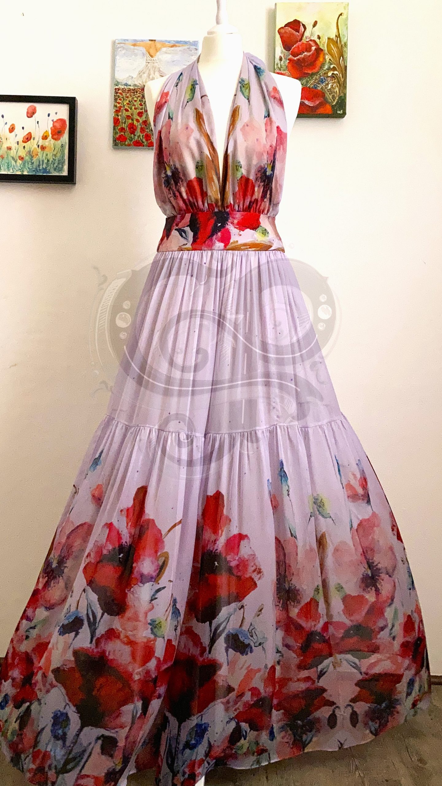 Abito Armony I Chiffon di Seta Papaveri - immagine 8