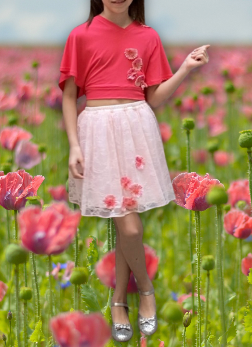 Gonna Floral II Pizzo Dipinto