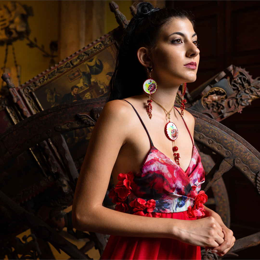 Abito Red Passion III Chiffon di Seta Papaveri - immagine 8