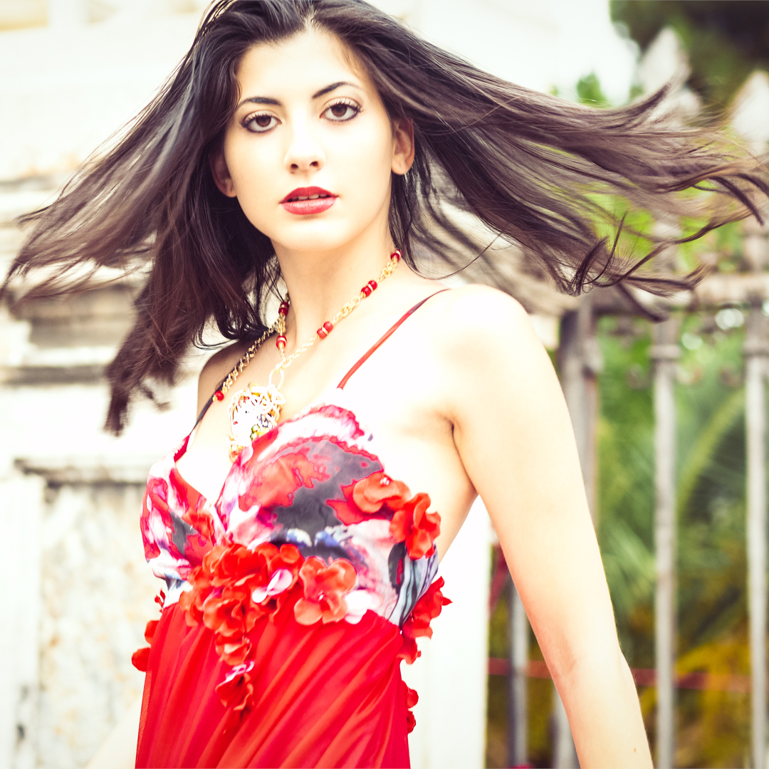 Abito Red Passion III Chiffon di Seta Papaveri - immagine 4