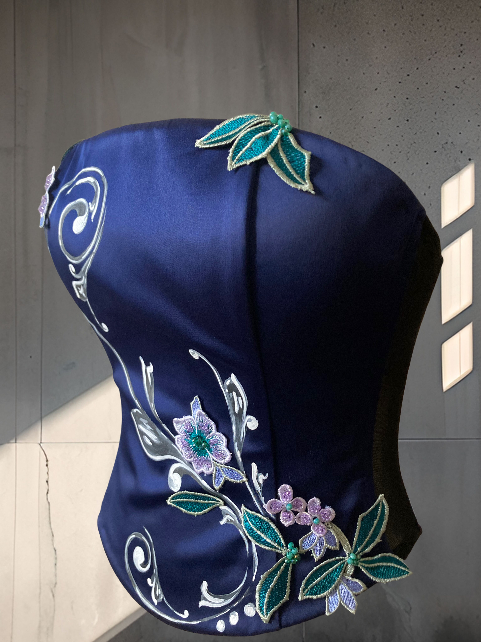 Corsetto Pasion Porteña II blue dipinto a mano - immagine 3
