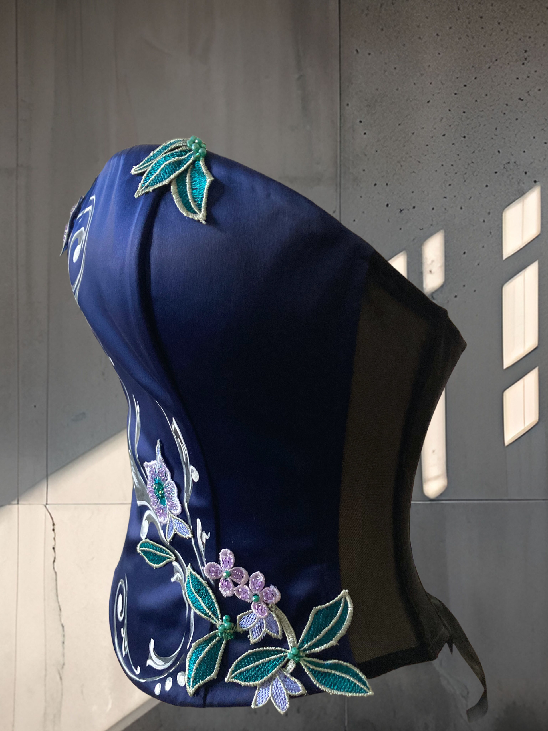 Corsetto Pasion Porteña II blue dipinto a mano - immagine 6
