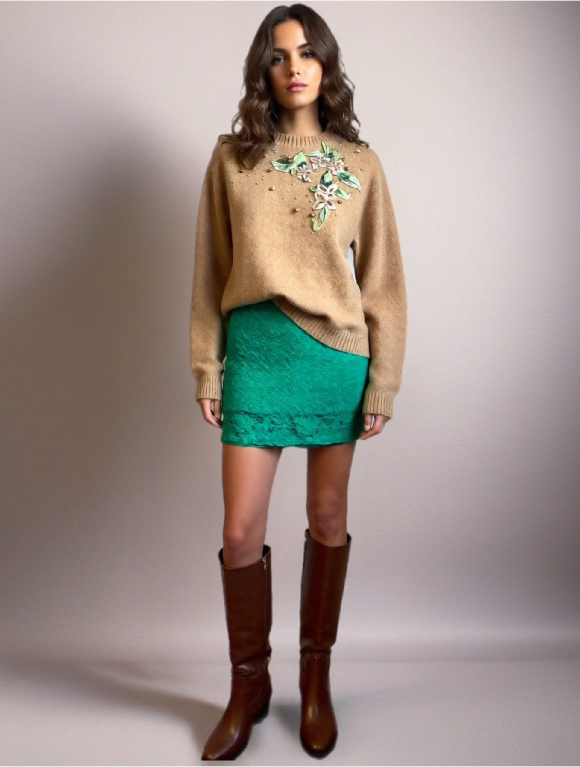 Maglione “Pennellate d’Autunno” – Colore Marrone