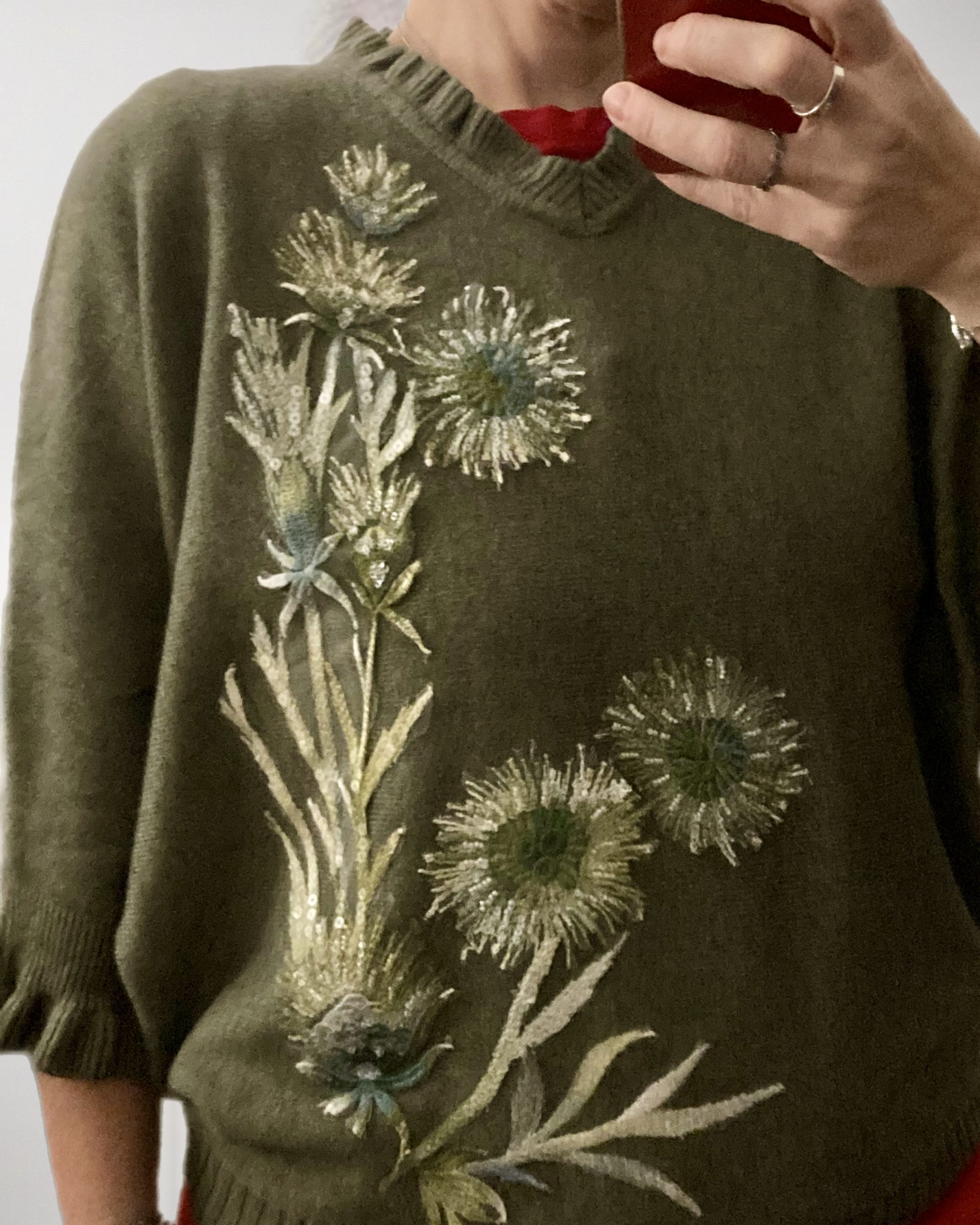 Maglione donna artigianale dipinto a mano – Colore verde - immagine 2